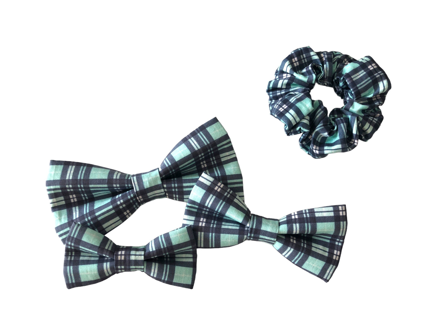 Blue Plaid Scrunchies