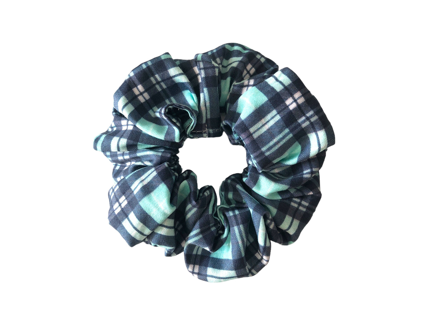 Blue Plaid Scrunchies