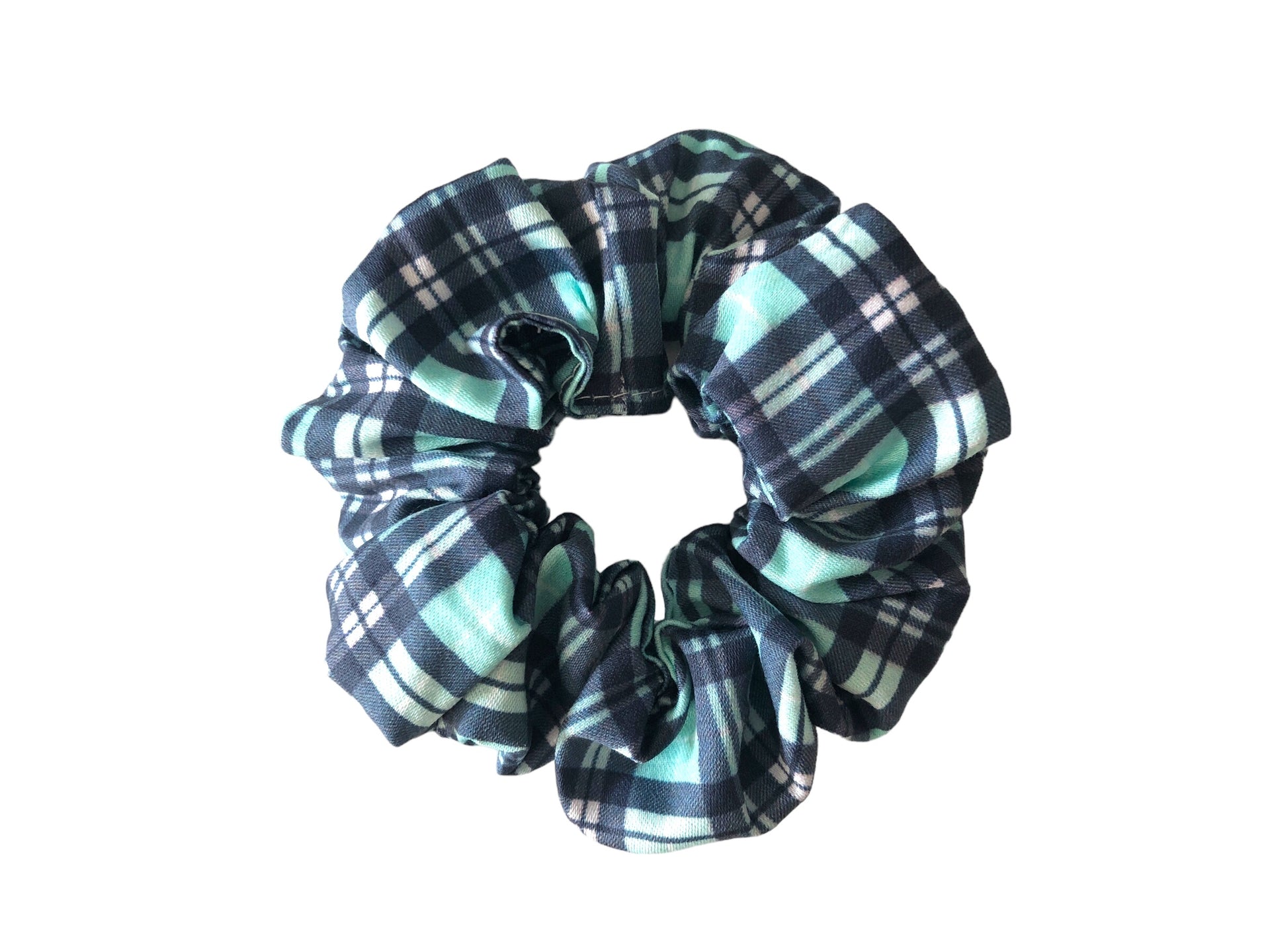 Blue Plaid Scrunchies