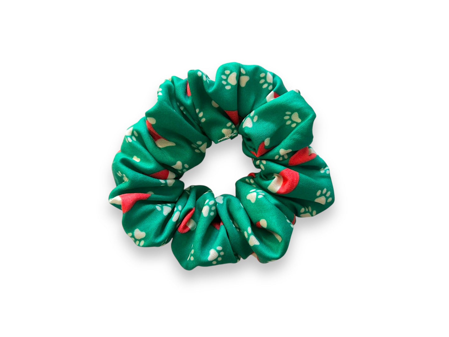 Santa Hats & Paw Prints Scrunchies