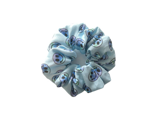 Smiley Face - Blue Tie Dye Scrunchies